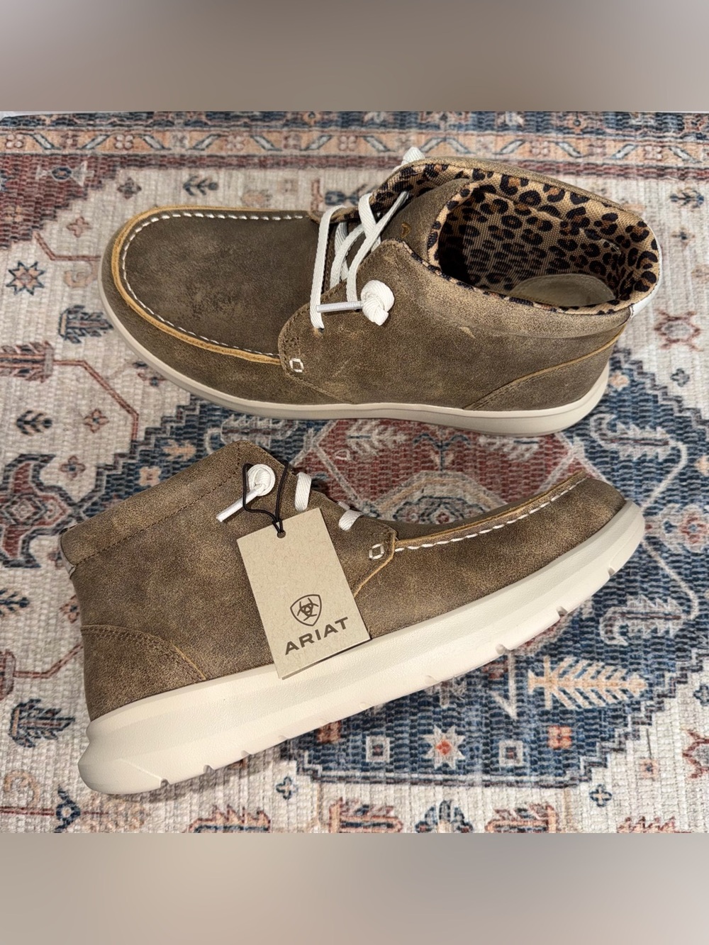 Ariat Taupe Brown Suede Men's Chukka with Leopard Lining